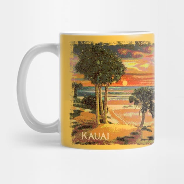 Kauai Hawaii Sunset Palm Tree Tropical Beach Retro Vintage Style Souvenir by Pine Hill Goods